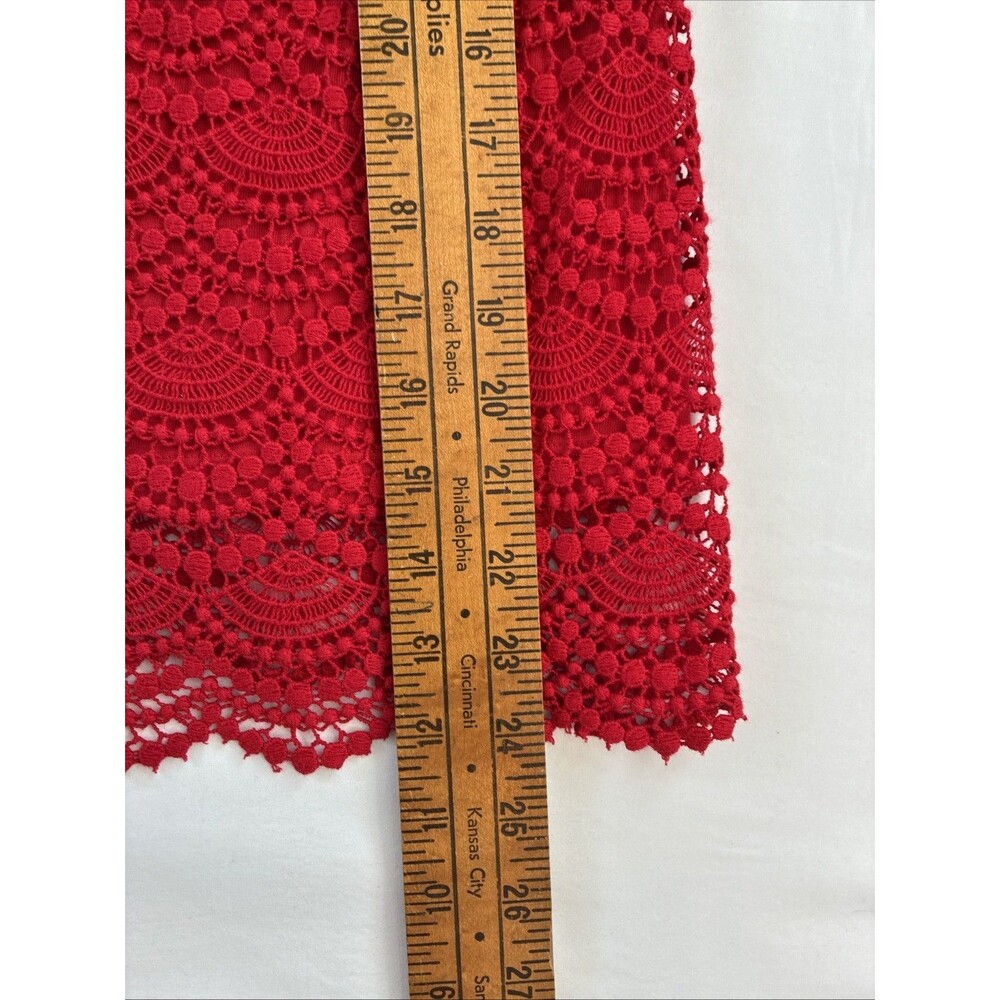 Talbots RSVP Off Shoulder Top XL Red Cotton Crochet Lace Scalloped Romantic Chic - Picture 8 of 14
